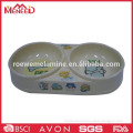 Melamine material indoor use pet double bowl